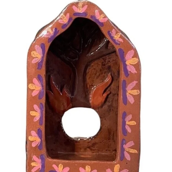 Handmade Stoneware Pottery High Fire Ceramic Glazed Shrine Candle Holder.